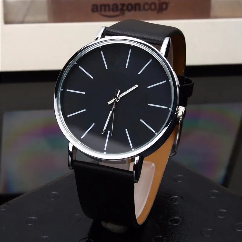 Luxury Brand Men's Watches Fashion Metal Round Dial Analog Quartz Wristwatch for Men Women Leather Band Casual Simple Male Clock - Ammpoure Wellbeing