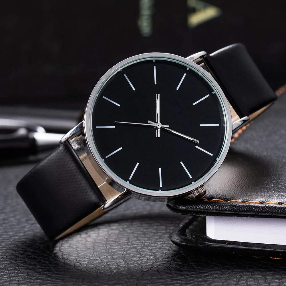 Luxury Brand Men's Watches Fashion Metal Round Dial Analog Quartz Wristwatch for Men Women Leather Band Casual Simple Male Clock - Ammpoure Wellbeing