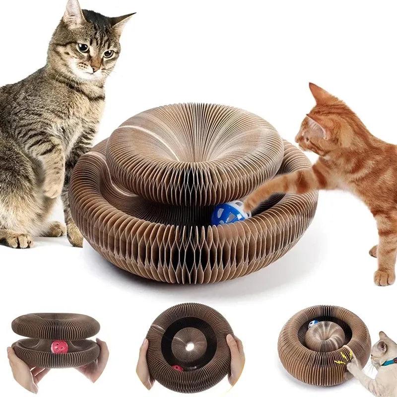 Magic Organ Cat Toy Cats Scratcher Scratch Board Round Corrugated Scratching Post Toys for Cats Grinding Claw Cat Accessories - Ammpoure Wellbeing