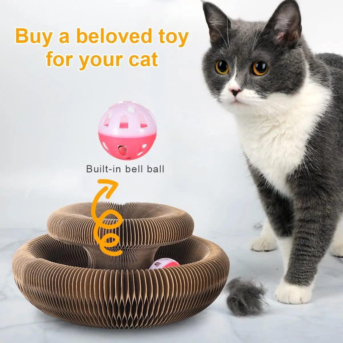 Magic Organ Cat Toy Cats Scratcher Scratch Board Round Corrugated Scratching Post Toys for Cats Grinding Claw Cat Accessories - Ammpoure Wellbeing