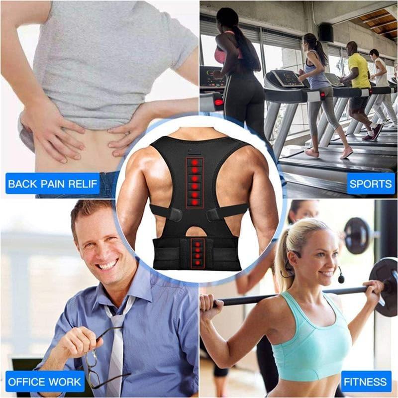 Magnetic Therapy Posture Corrector Brace Back Support Belt for Men Women (S - XXL) - Ammpoure Wellbeing