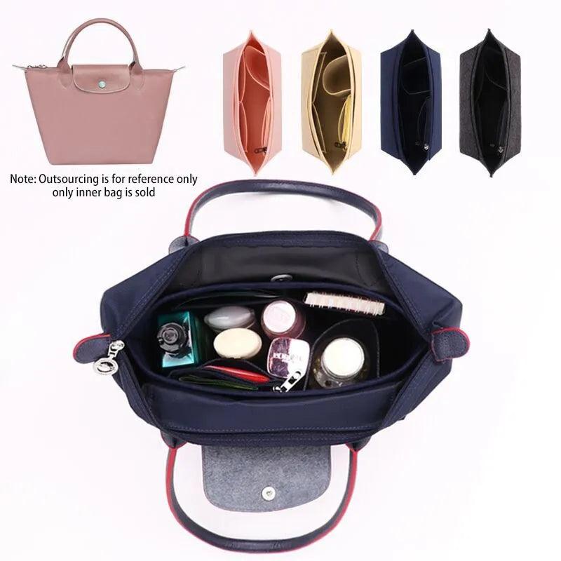 Makeup Organizer Felt Insert Bag for Women Handbag Travel Inner Purse Portable Cosmetic Bags fit Various Brand Bags - Ammpoure Wellbeing