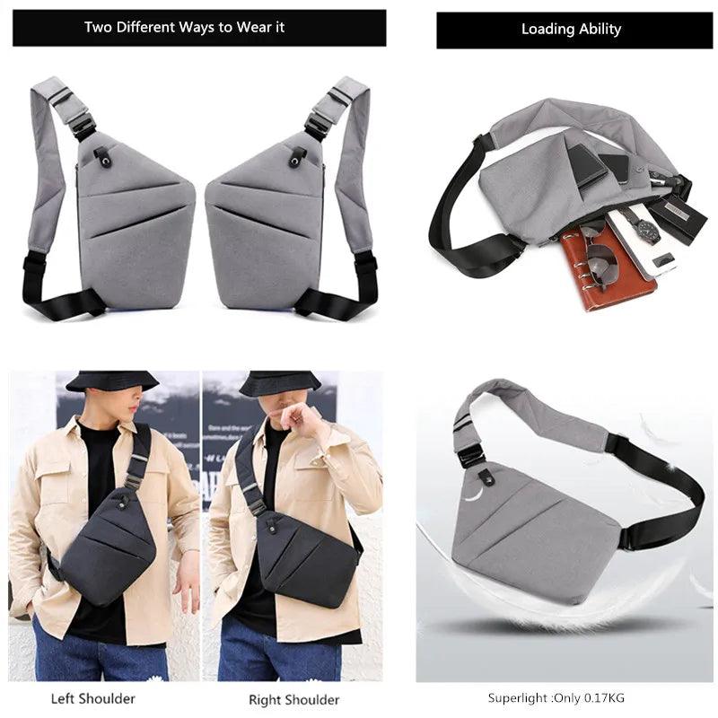 Men ultra thin anti - theft small chest bag mini cross body bags male one shoulder sling bag for travel boy sports bag - Ammpoure Wellbeing