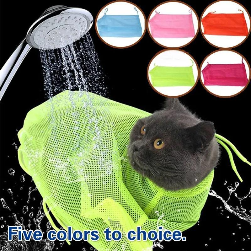 Mesh Cat Groom Bath Bag Adjustable Dogs Anti Scratch Bite Kat Nail Trim Inject Examing Pet Washing Clean Restraint Massage Bags - Ammpoure Wellbeing