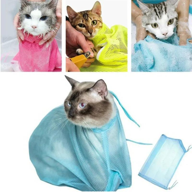 Mesh Cat Groom Bath Bag Adjustable Dogs Anti Scratch Bite Kat Nail Trim Inject Examing Pet Washing Clean Restraint Massage Bags - Ammpoure Wellbeing