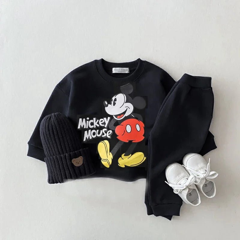 Mickey Mouse Printed Sweatshirts Sets Child New Style O - neck Hoodies +Trousers Baby Boys Casual Fashion Cartoon Gray Tracksuits - Ammpoure Wellbeing