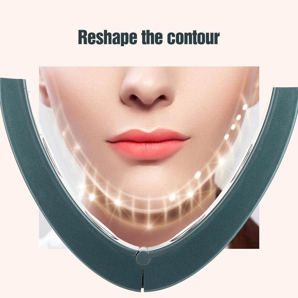 Microcurrent V - face Face Lift Device 6Mode Heated Skin Rejuvenation Double Chin V Face Vibration Massager Wireless Remote Control - Ammpoure Wellbeing