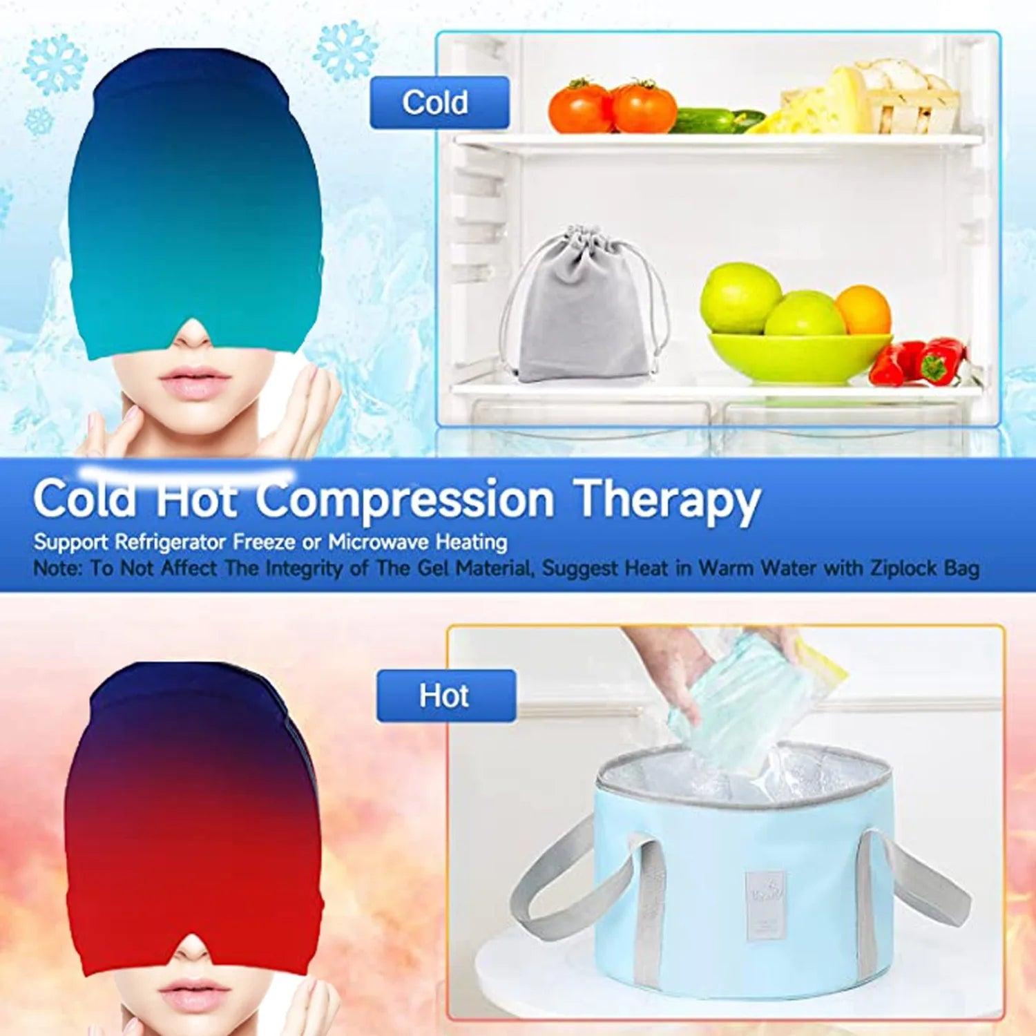 Migraine Relief Hat headache hat Gel Hot Cold Therapy Ice Cap For Relieve Pain Ice Hat Eye Mask - Ammpoure Wellbeing