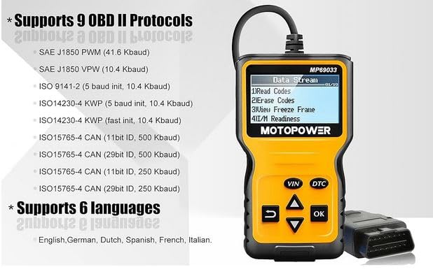 MOTOPOWER MP69033 OBD2 Scanner Universal Car Engine Fault Code Reader, CAN Diagnostic Scan Tool for All OBD II Protocol Cars - Ammpoure Wellbeing