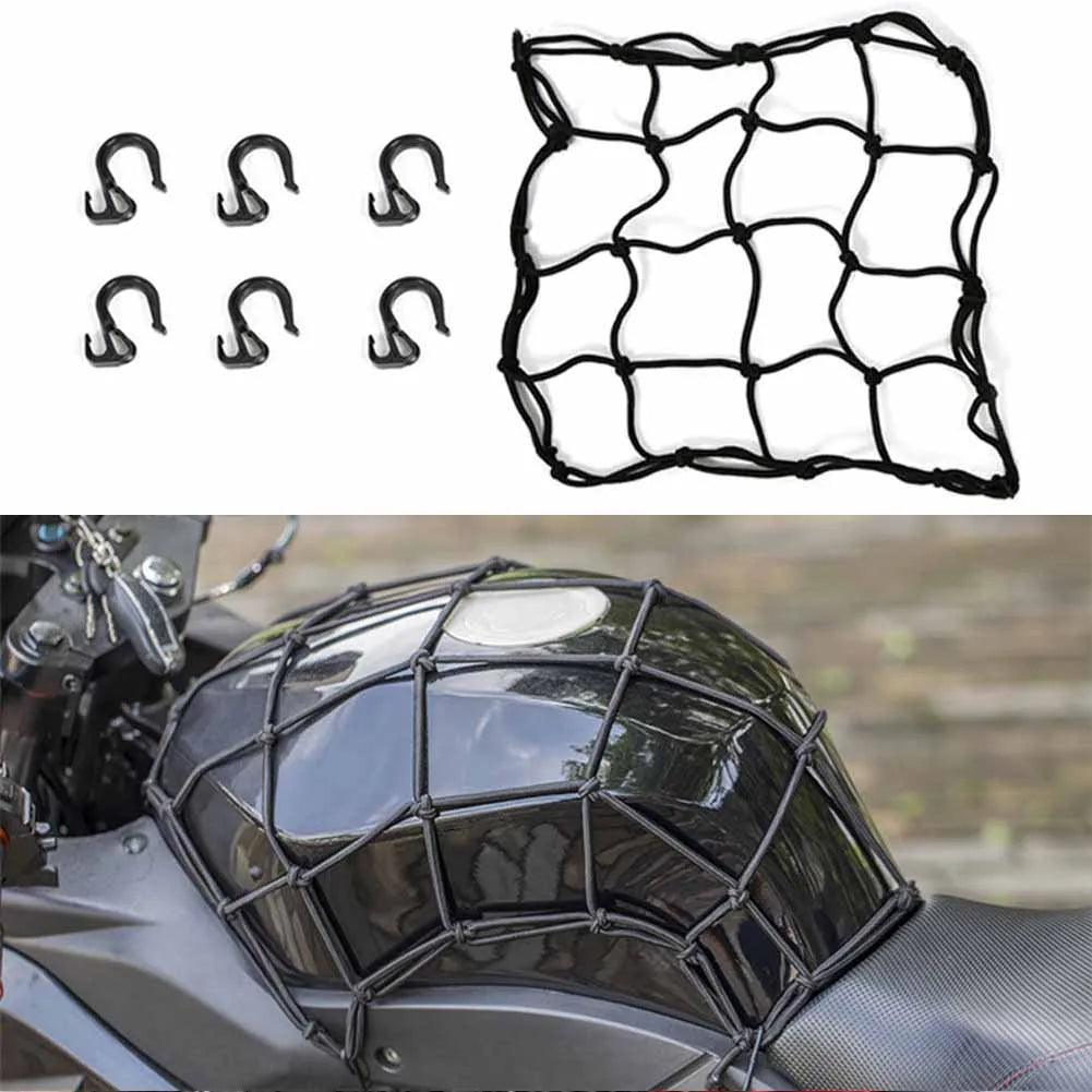 Motorcycle Helmet Storage Suitcase Bag 6 Hook Travel Merchandise Bag Bicycle Pedal Bike Net Fuel Tank Luggage Gear - Ammpoure Wellbeing