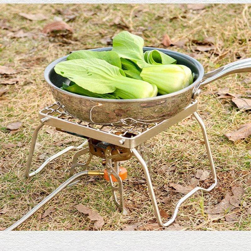 Multifunctional Folding Campfire Grill Portable Stainless Steel Camping Grill Grate Gas Stove Stand Outdoor Wood Stove Stand - Ammpoure Wellbeing