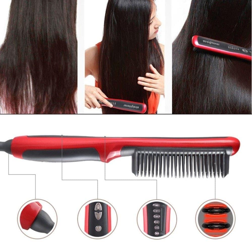 Multifunctional Hair Straightener Comb Anti - Scald Hair Straightening Brush Comb Fast Heating Hair Straightener - Ammpoure Wellbeing