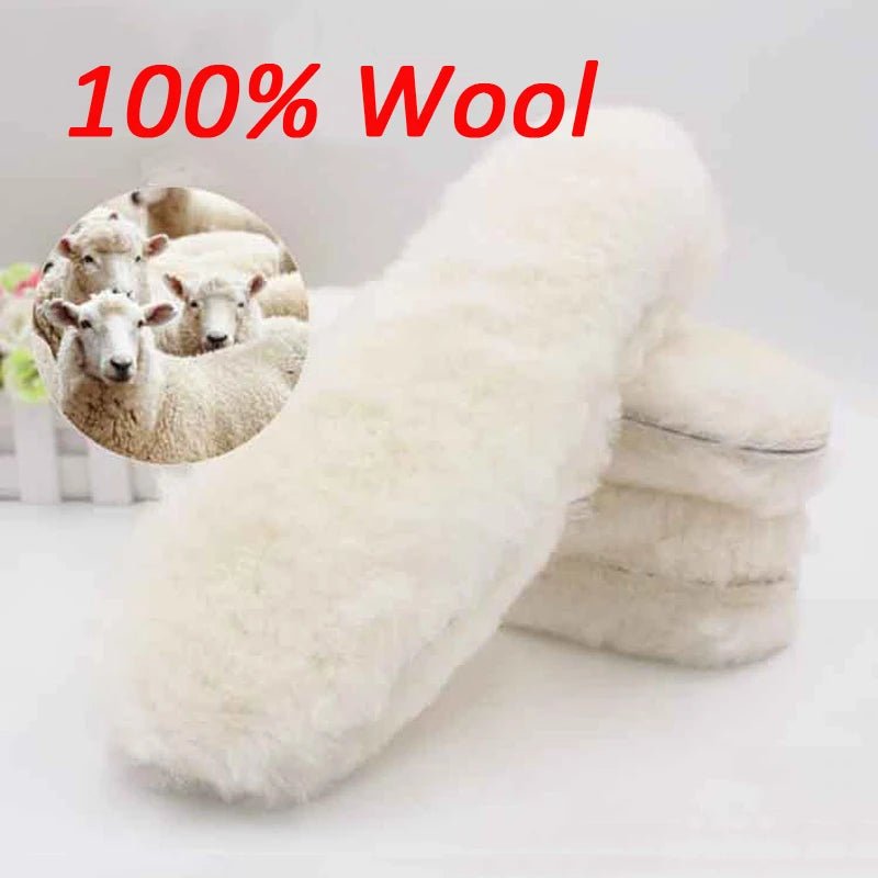 Natural Sheepskin Insoles Winter Real Fur Wool insoles Men Women Warm Soft Thick warm Cashmere Snow Boots Shoe Pad - Ammpoure Wellbeing