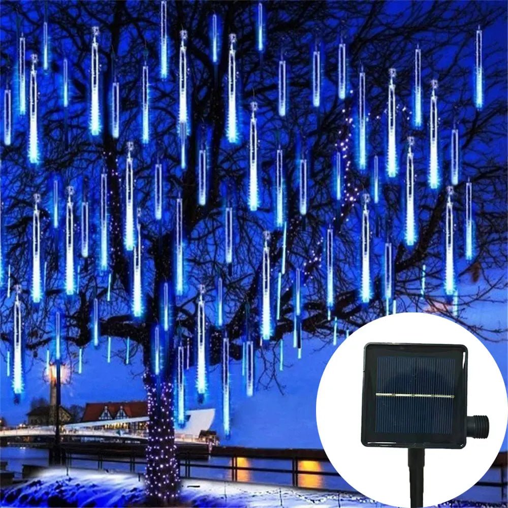 Navidad 2024 Christmas Tree Ornaments Decoration 30/50cm 8 Tubes Solar LED Meteor Shower Light String Lamp Fairy Garden Decor - Ammpoure Wellbeing