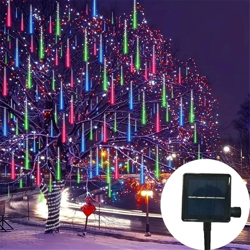 Navidad 2024 Christmas Tree Ornaments Decoration 30/50cm 8 Tubes Solar LED Meteor Shower Light String Lamp Fairy Garden Decor - Ammpoure Wellbeing