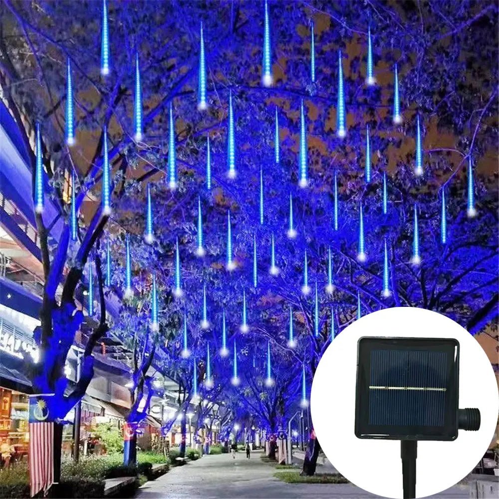 Navidad 2024 Christmas Tree Ornaments Decoration 30/50cm 8 Tubes Solar LED Meteor Shower Light String Lamp Fairy Garden Decor - Ammpoure Wellbeing