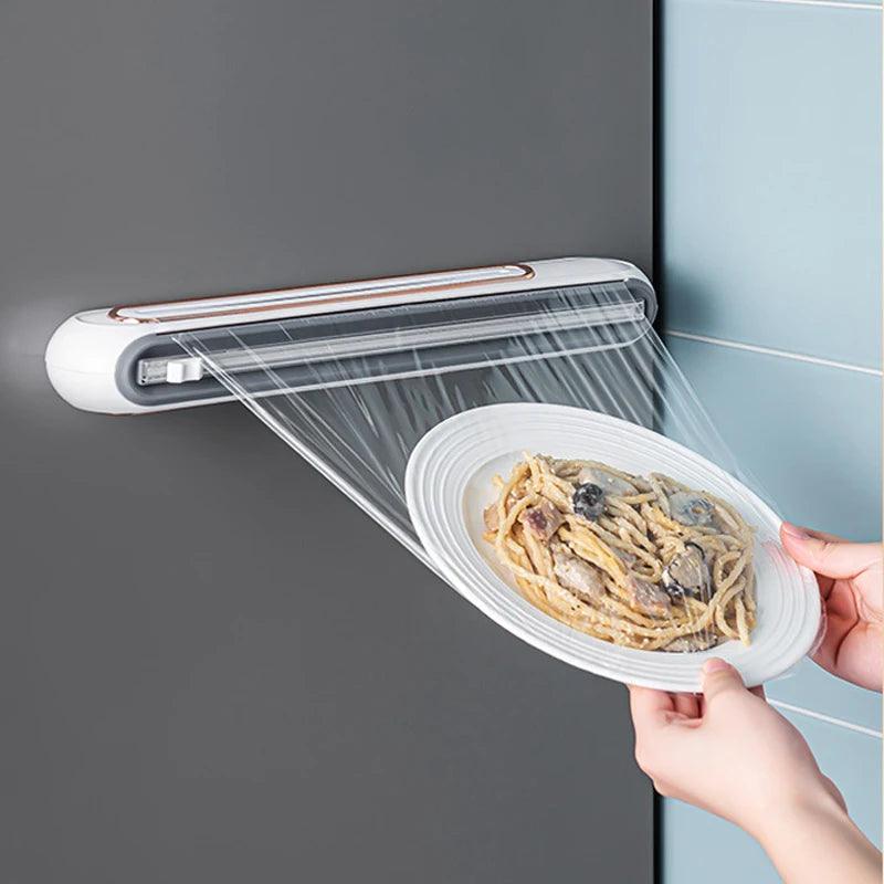 New Magnetic Refillable Plastic Wrap Dispenser with Cutter Tin Aluminum Foil Dispenser Cutter Film Wrap Dispenser Kitchen Tools - Ammpoure Wellbeing