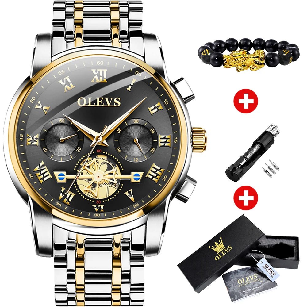 OLEVS Top Brand Men's Watches Classic Roman Scale Dial Luxury Wrist Watch for Man Original Quartz Waterproof Luminous Male reloj - Ammpoure Wellbeing