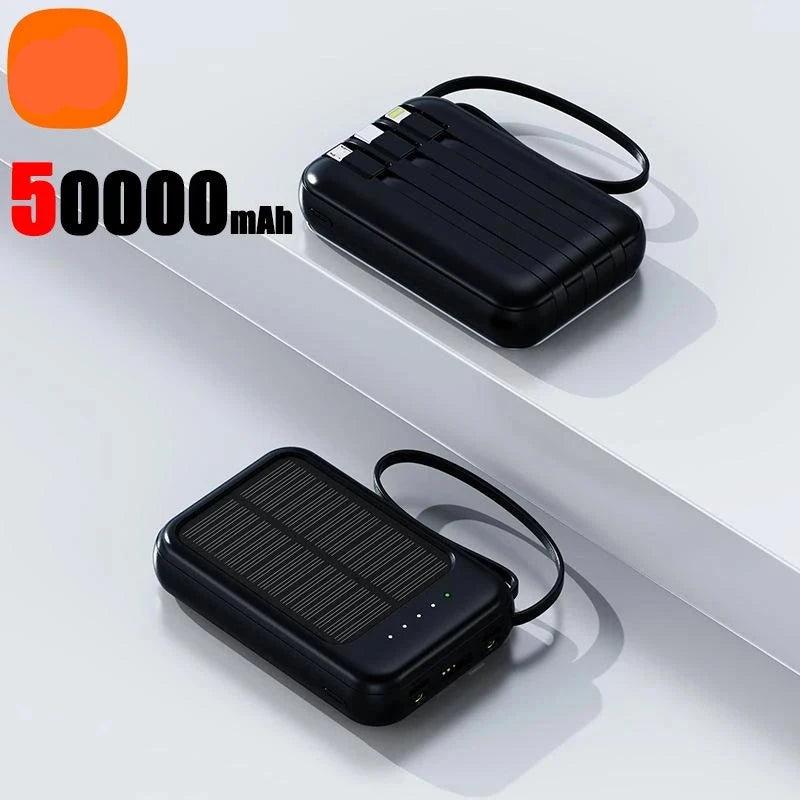 Original Power Bank 50000mAh Solar Charging Compact Portable Built - in Cable Power Bank - Ammpoure Wellbeing