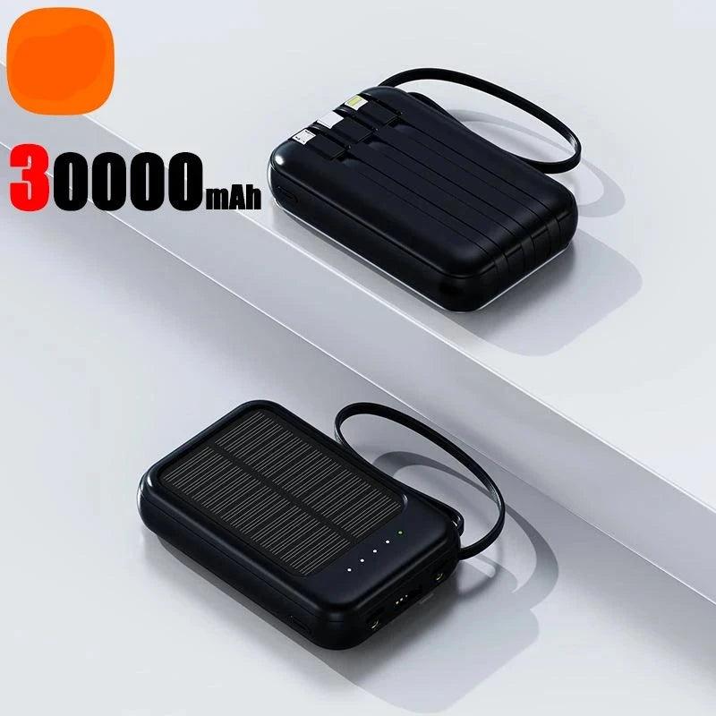 Original Power Bank 50000mAh Solar Charging Compact Portable Built - in Cable Power Bank - Ammpoure Wellbeing