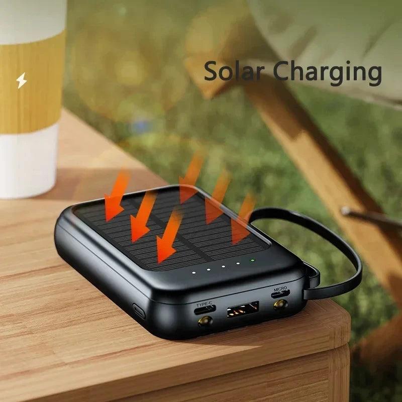 Original Power Bank 50000mAh Solar Charging Compact Portable Built - in Cable Power Bank - Ammpoure Wellbeing