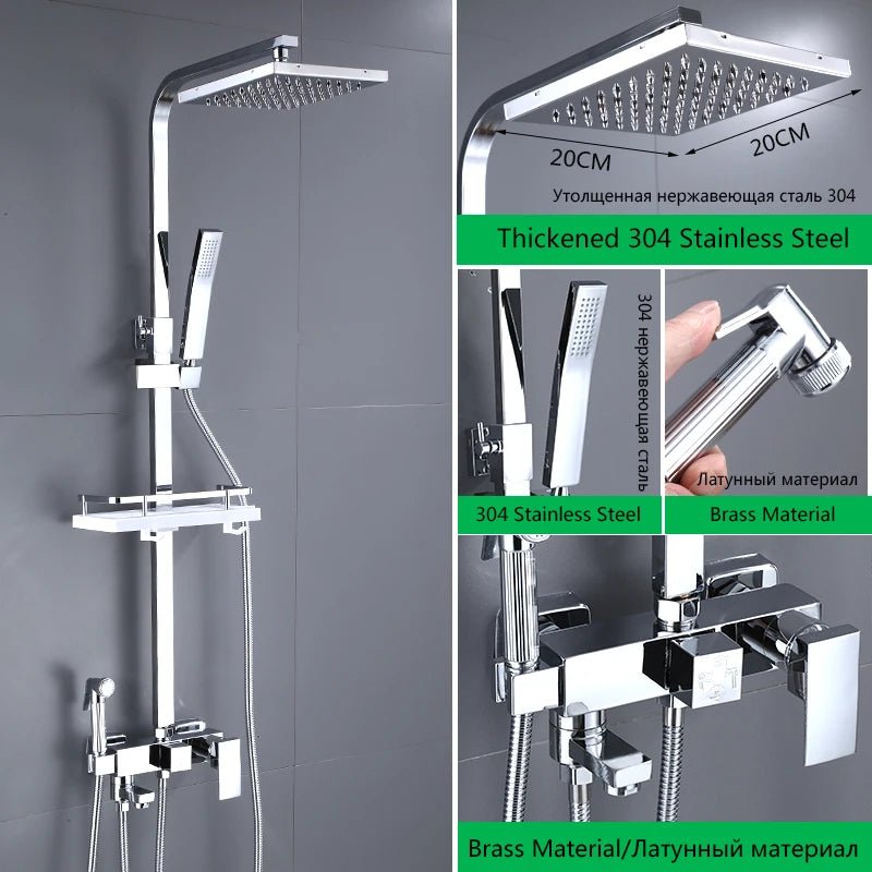 OXG Black/Chrome Brass Shower Faucets Bathroom Shower Mixer Faucet Shower System Rainfall Shower Set Shower Spray For Bathroom - Ammpoure Wellbeing