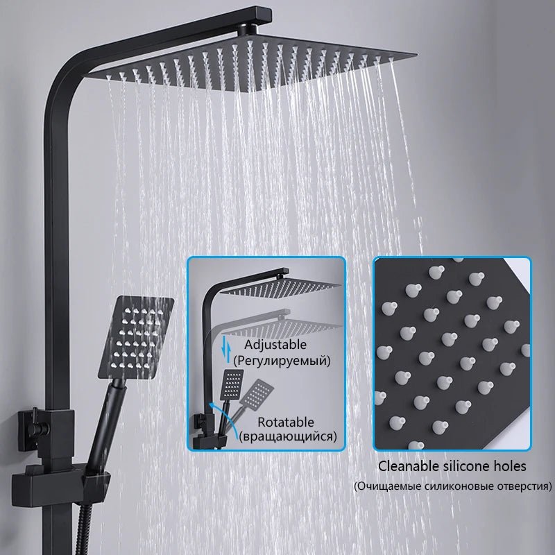 OXG Black/Chrome Brass Shower Faucets Bathroom Shower Mixer Faucet Shower System Rainfall Shower Set Shower Spray For Bathroom - Ammpoure Wellbeing