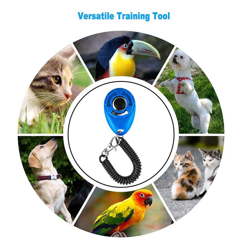 Pet Cat Dog Training Clicker Plastic New Dog Click Trainer Portable Auxiliary Adjustable Wristband Sound Key Chain Dog Supplies - Ammpoure Wellbeing