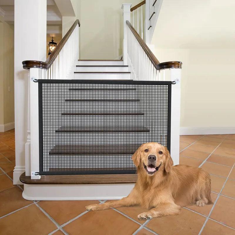Pet Dog Barrier Fences With 4Pcs Hook Pet Isolated Network Stairs Gate New Folding Breathable Mesh Playpen For Dog Safety Fence - Ammpoure Wellbeing