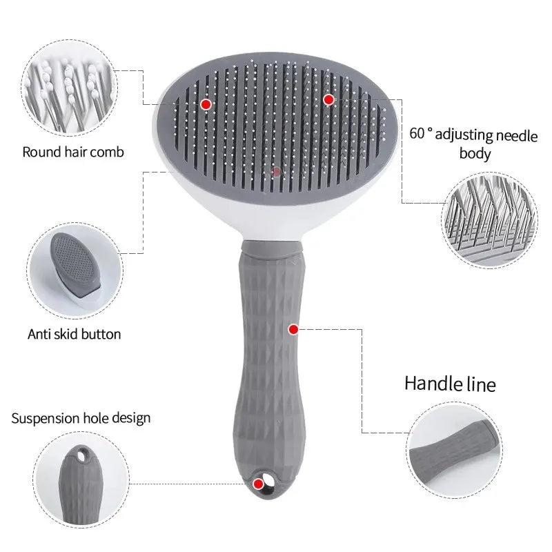 Pet Dog Brush Cat Comb Self Cleaning Pet Hair Remover Brush For Dogs Cats Grooming Tools Pets Dematting Comb Dogs Accessories - Ammpoure Wellbeing