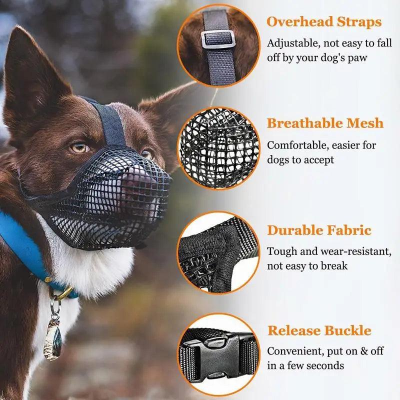 Pet Dog Muzzles Adjustable Breathable Dog Mouth Cover Anti Bark Bite Mesh Dogs Mouth Muzzle Mask For Dogs Long Mouth Doggy Use - Ammpoure Wellbeing