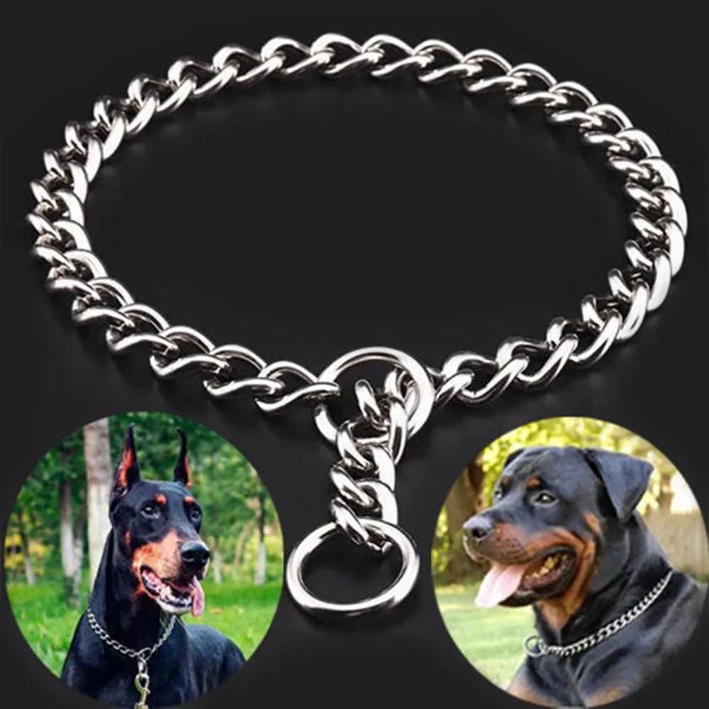 Pet P Snake Chain Collar Dog Choke Collar Stainless Steel Ship Chain for Dogs Adjustable Dog Training Choke Collar For Bulldog - Ammpoure Wellbeing