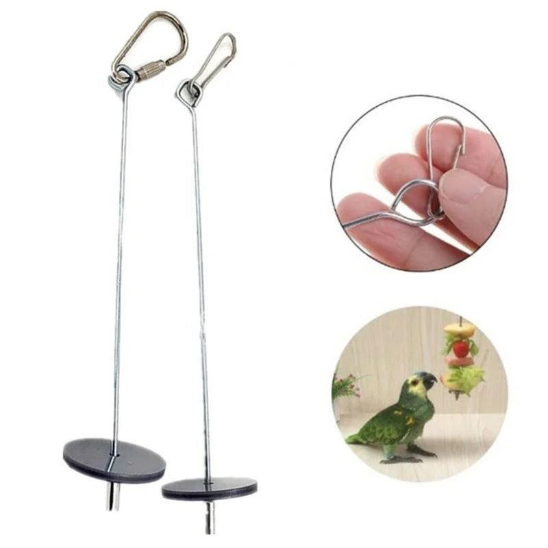 Pet Parrots Birds Food Holder Stainless Steel Fruit Spear Stick Fruit Vegetable Skewer Feeder Foraging Toys Metal Bird Feeder - Ammpoure Wellbeing