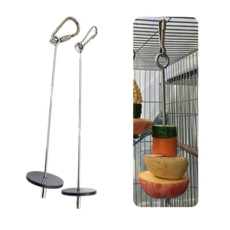 Pet Parrots Birds Food Holder Stainless Steel Fruit Spear Stick Fruit Vegetable Skewer Feeder Foraging Toys Metal Bird Feeder - Ammpoure Wellbeing