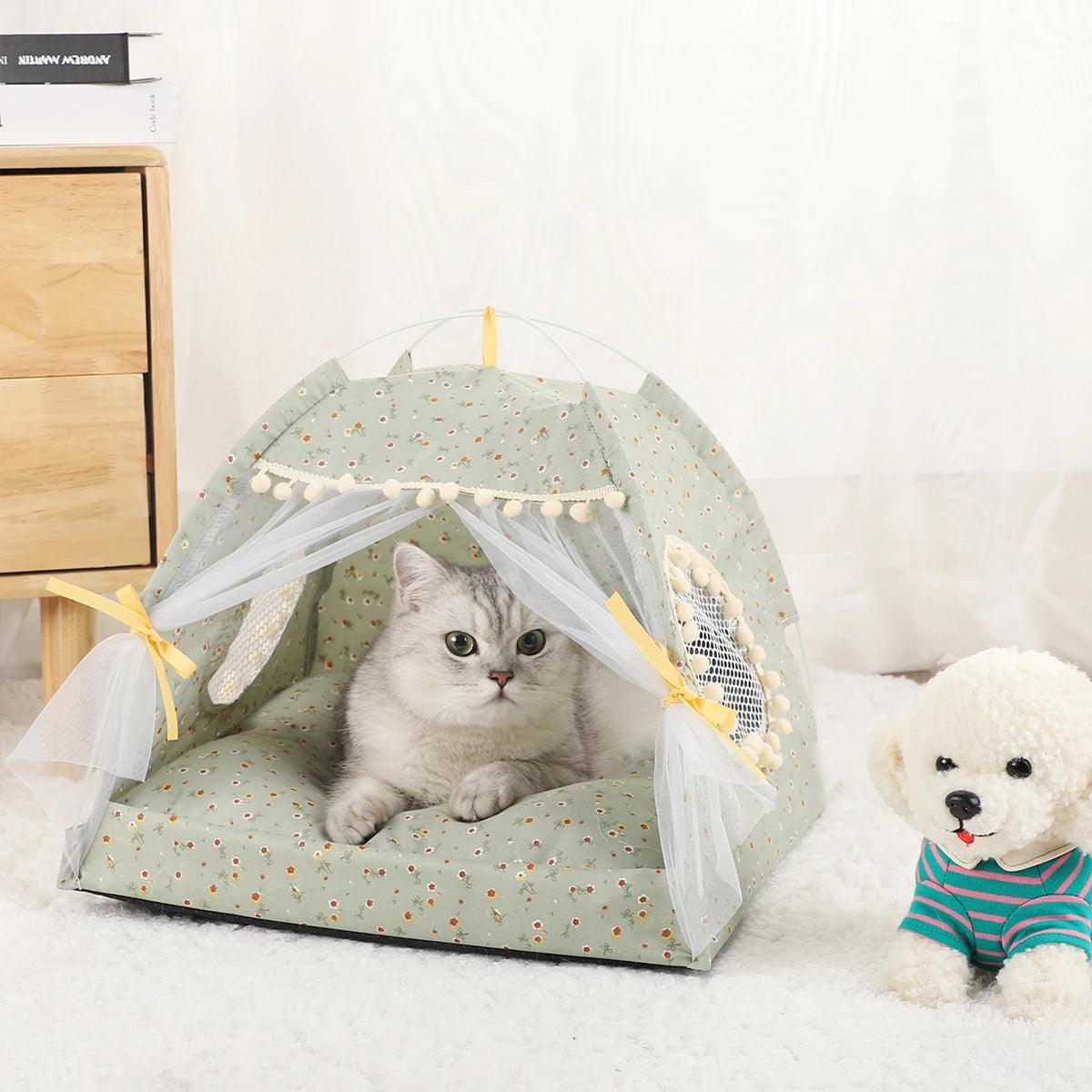 Pet Tent Bed Cats House Supplies Products Accessories Warm Cushions Furniture Sofa Basket Beds Winter Clamshell Kitten Tents Cat - Ammpoure Wellbeing