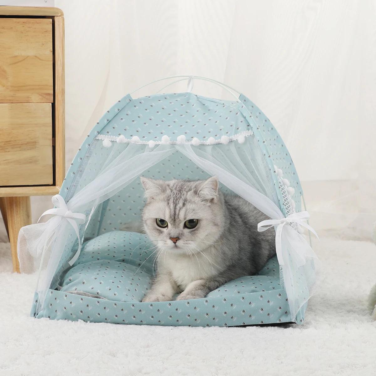 Pet Tent Bed Cats House Supplies Products Accessories Warm Cushions Furniture Sofa Basket Beds Winter Clamshell Kitten Tents Cat - Ammpoure Wellbeing