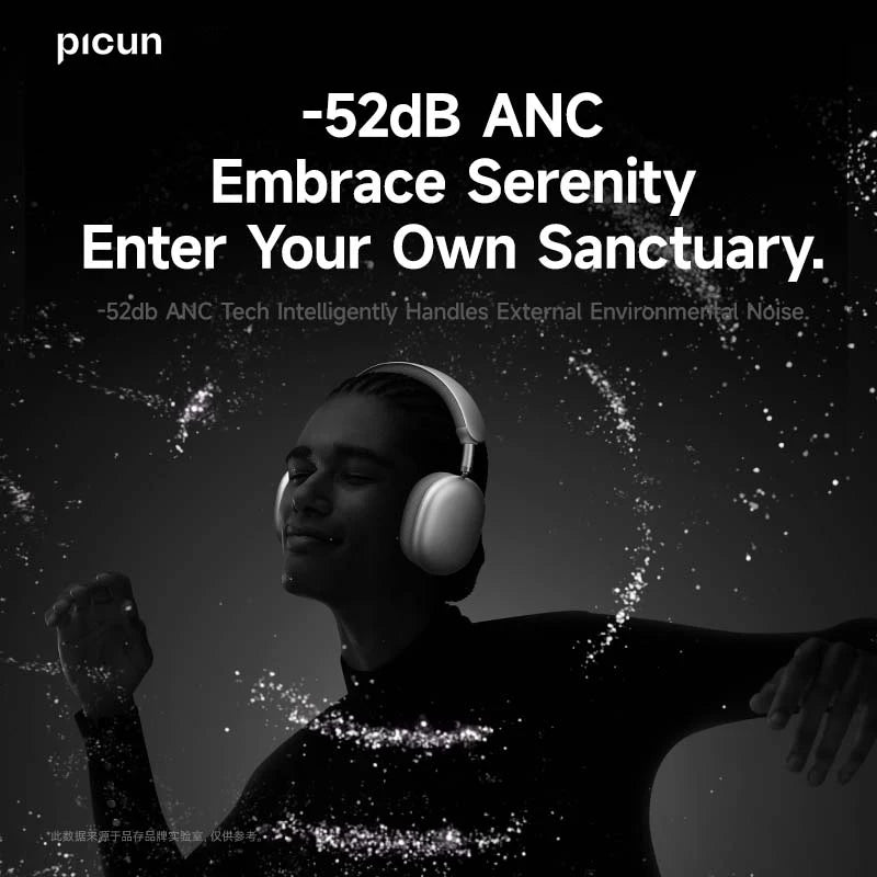 Picun F8 Pro ANC Wireless Headphones Head Tracking 3D Spatial Audio - 52dB ANC HIFI Bluetooth Headset ENC HD Mic Low - Latency APP - Ammpoure Wellbeing