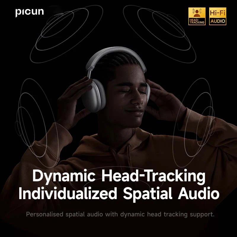 Picun F8 Pro ANC Wireless Headphones Head Tracking 3D Spatial Audio - 52dB ANC HIFI Bluetooth Headset ENC HD Mic Low - Latency APP - Ammpoure Wellbeing