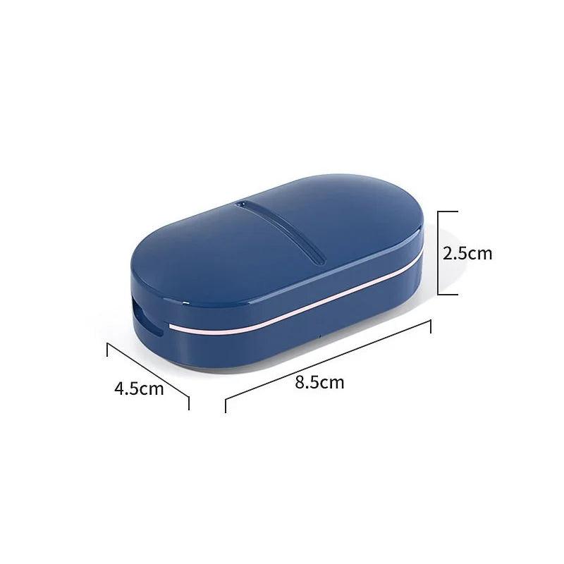 Pill Cutter With Invisible Storage Box Portable 2 In 1 Mini Drug Tablet Medicine Dustproof Divider Organizer Crusher Pill Box - Ammpoure Wellbeing