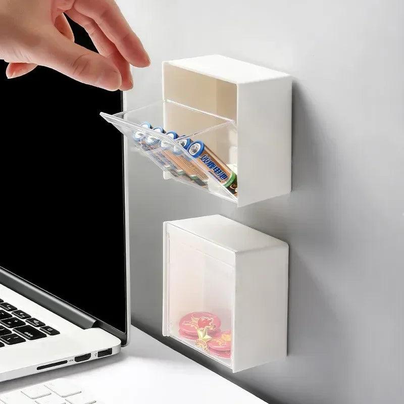 Plastic Wall Mounted Storage Boxes Dustproof Bathroom Organizer for Cotton Swabs Makeup Adhesive Small Jewelry Holder Box - Ammpoure Wellbeing