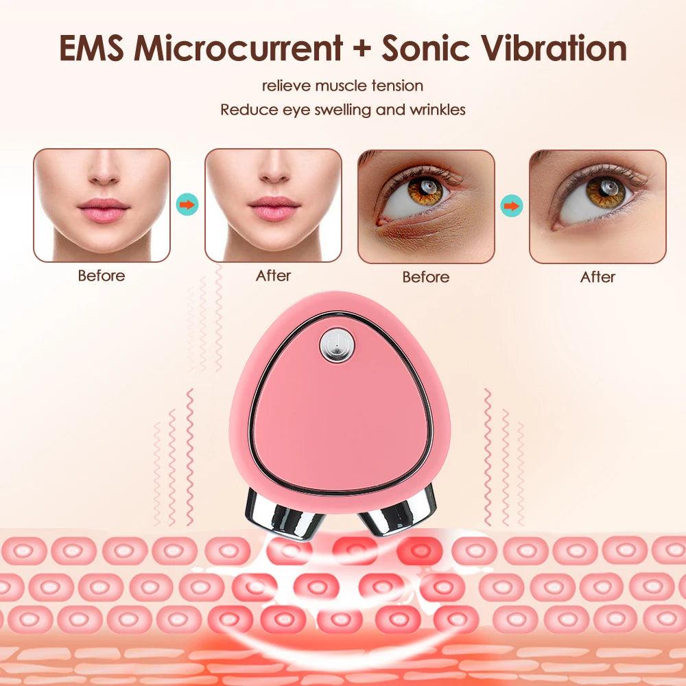 Portable Electric Face Lift Roller Massager EMS Microcurrent Sonic Vibration Facial Lifting Skin Tighten Massage Beauty Devices - Ammpoure Wellbeing