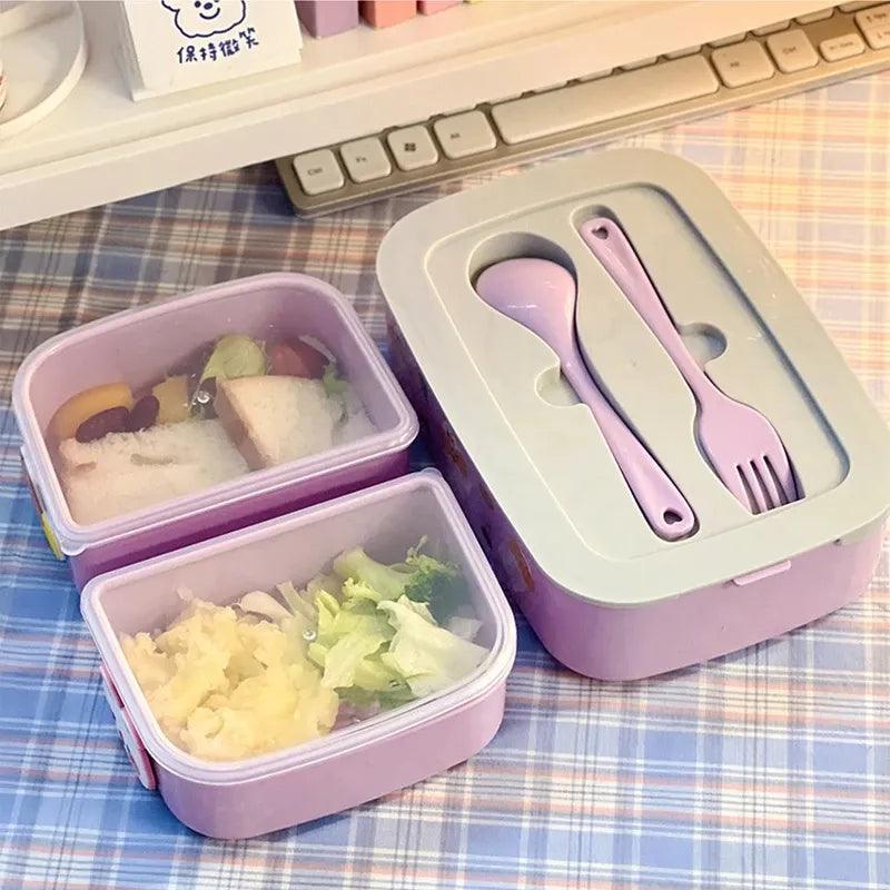 Portable Lunch Box For Girls School Kids Plastic Picnic Bento Box Microwave Food Box With Compartments Storage Containers - Ammpoure Wellbeing