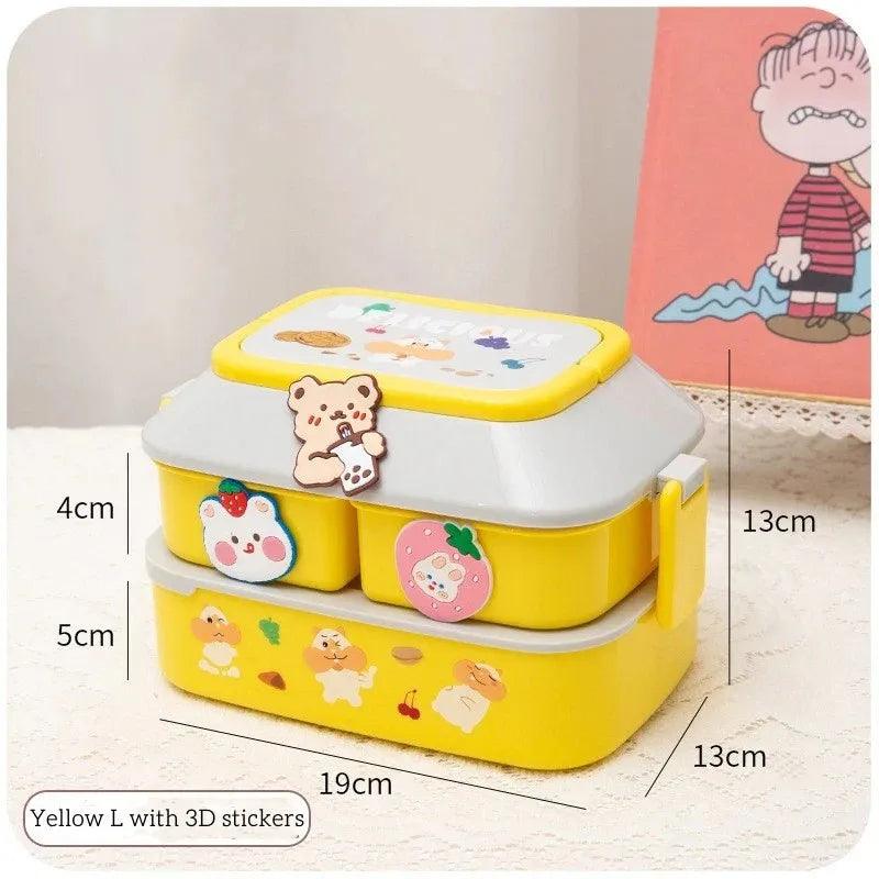 Portable Lunch Box For Girls School Kids Plastic Picnic Bento Box Microwave Food Box With Compartments Storage Containers - Ammpoure Wellbeing