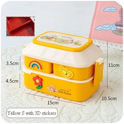 Portable Lunch Box For Girls School Kids Plastic Picnic Bento Box Microwave Food Box With Compartments Storage Containers - Ammpoure Wellbeing