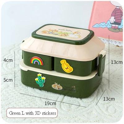 Portable Lunch Box For Girls School Kids Plastic Picnic Bento Box Microwave Food Box With Compartments Storage Containers - Ammpoure Wellbeing