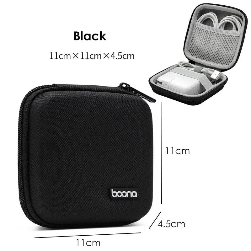 Portable Mini Hard Shell Digital Gadgets Storage Bag Artificial Leather Earphone Charger Case Data Cable U Disk Organizer - Ammpoure Wellbeing