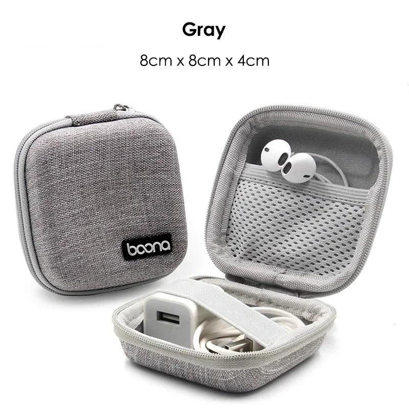 Portable Mini Hard Shell Digital Gadgets Storage Bag Artificial Leather Earphone Charger Case Data Cable U Disk Organizer - Ammpoure Wellbeing