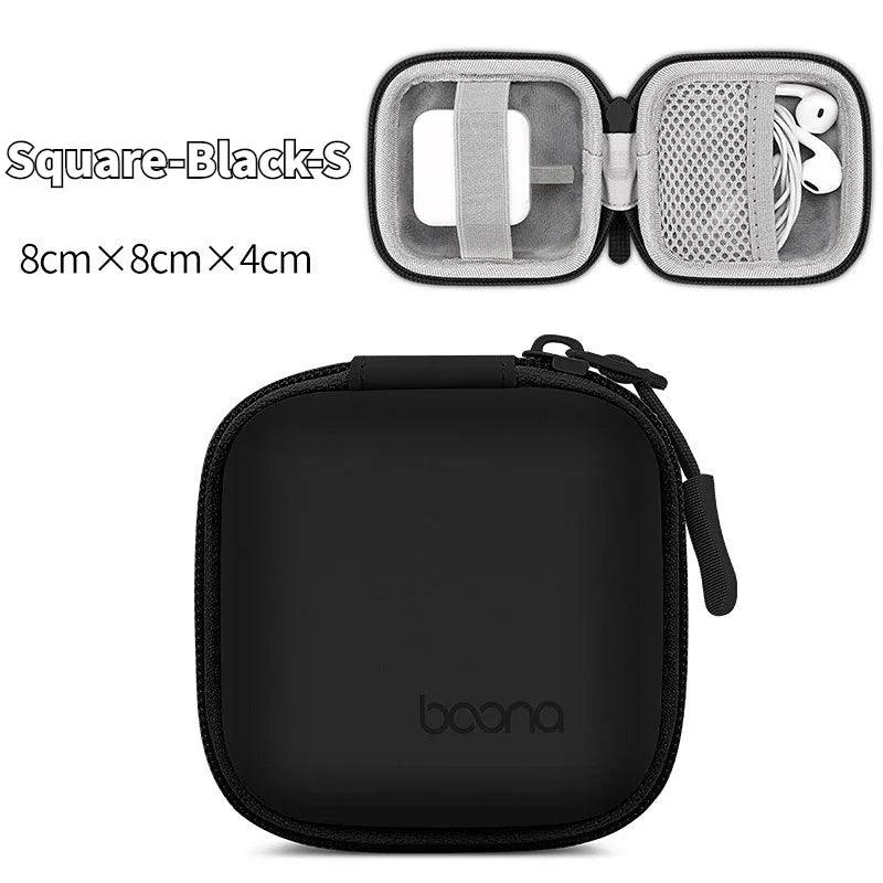 Portable Mini Hard Shell Digital Gadgets Storage Bag Artificial Leather Earphone Charger Case Data Cable U Disk Organizer - Ammpoure Wellbeing