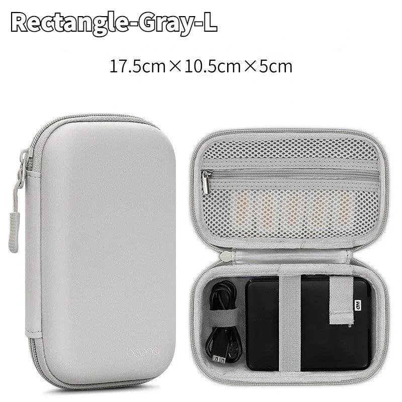 Portable Mini Hard Shell Digital Gadgets Storage Bag Artificial Leather Earphone Charger Case Data Cable U Disk Organizer - Ammpoure Wellbeing