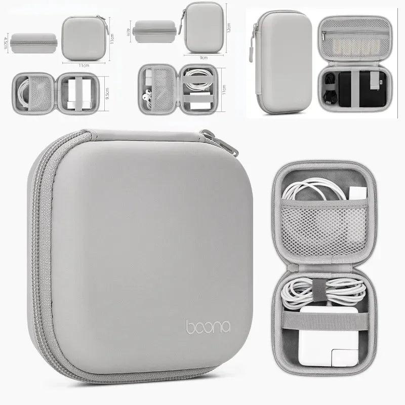 Portable Mini Hard Shell Digital Gadgets Storage Bag Artificial Leather Earphone Charger Case Data Cable U Disk Organizer - Ammpoure Wellbeing